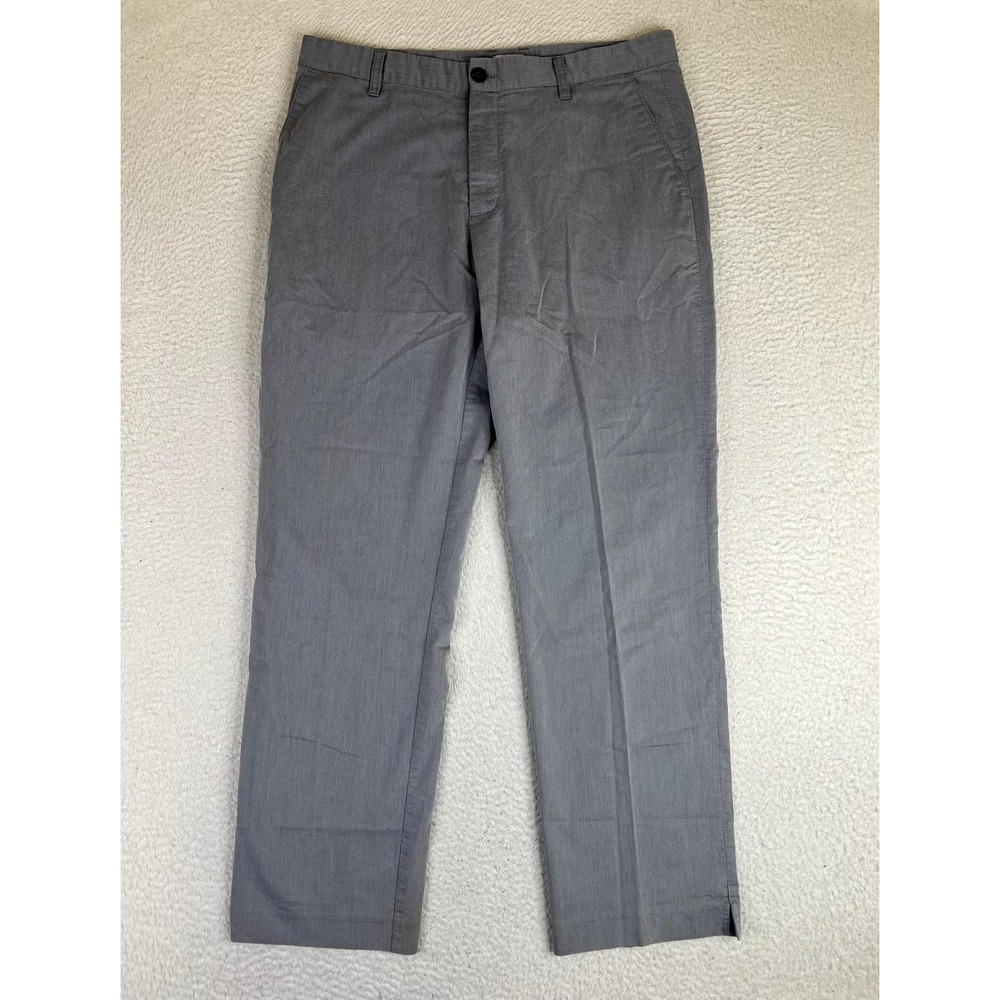Adidas Mens 34x32 Gray Herringbone Stretch Chino Flat Front Casual Pants